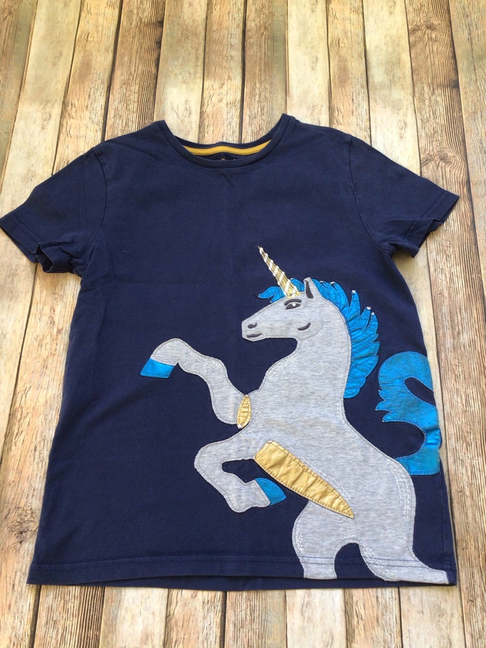 Mini Boden Unicorn Appliqué Tee